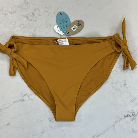prAna NEW Large Deep Solstice Atalia Side Tie Bikini Bottom Mid RIse Swim - Picture 1 of 9